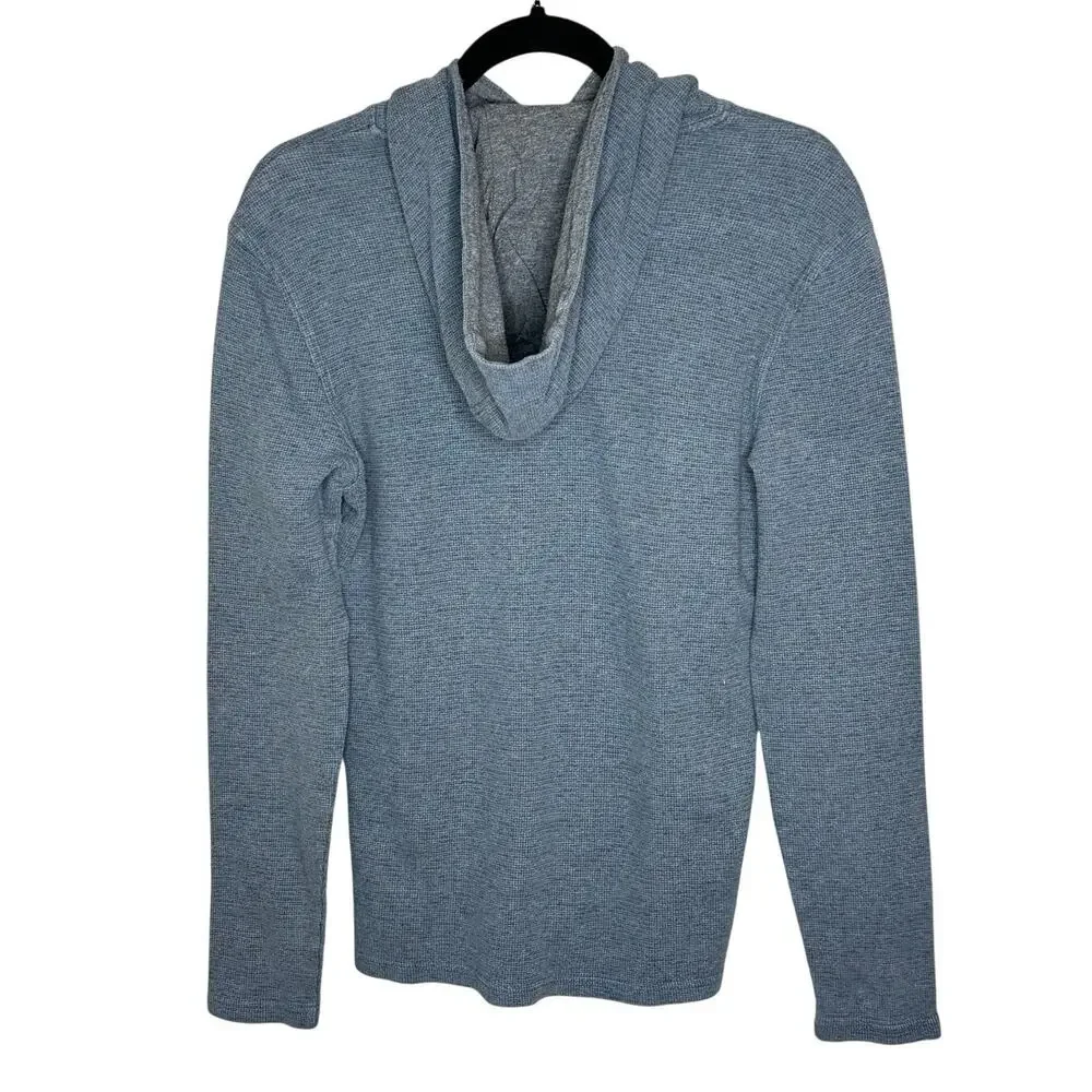 Michael Kors Blue Waffle Knit Hoodie Sweater Long Sleeve Winter Casual Comfort S